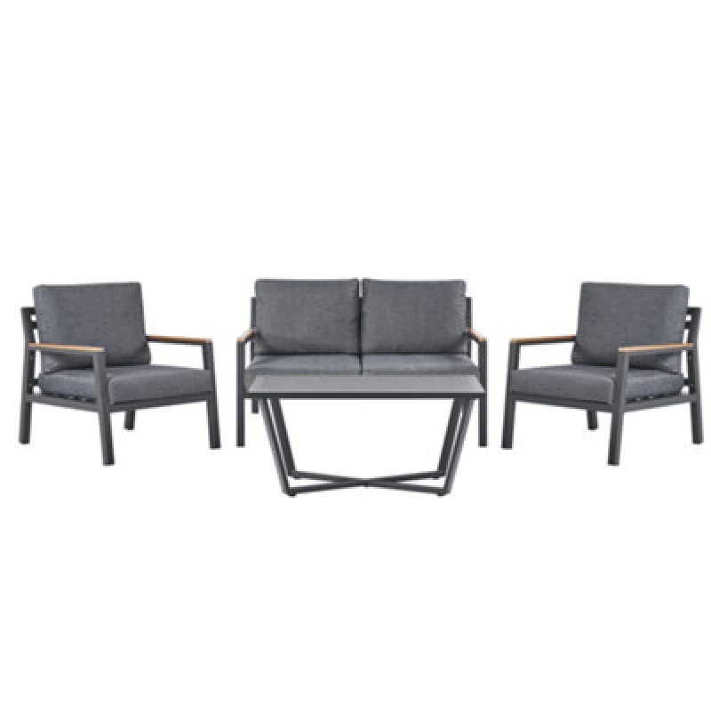Image of Beliani Garden Lounge Set With Table 4 Seater Delia Metal Grey