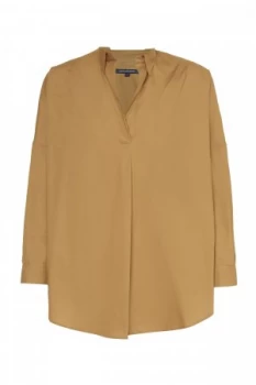 Image of French Connection Rhodes Poplin Pop Over Shirt Brown