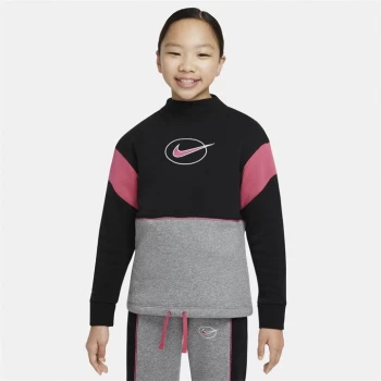 Image of Nike Girls Icon Fleece Top - Black