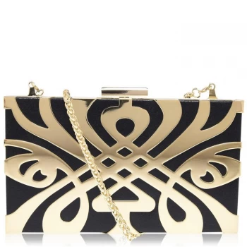 Image of Biba BIBA Logo Box Clutch Bag - Black/Gold