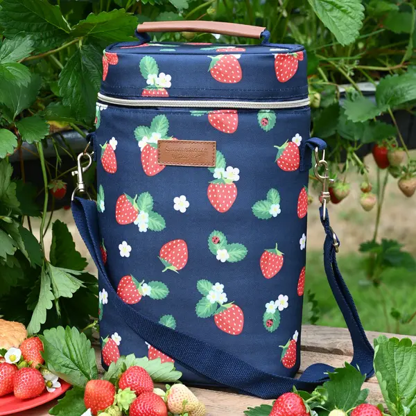Image of Strawberries & Cream Insulated 2 Bottle Carrier Blue