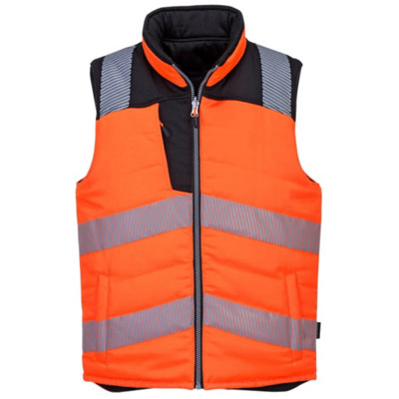 Image of Portwest PW3 Reversible Hi Vis Bodywarmer PW374OBRS Colour: Orange / Black