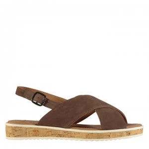 Image of Kangol Fay Leather Ladies Wedges - Brown