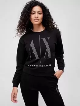 Image of Armani Exchange Embellished Logo Sweat - Black Size M Women