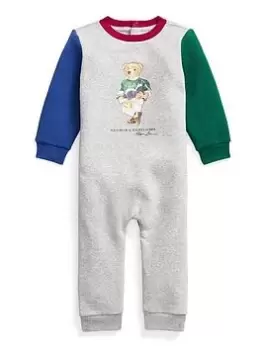 Image of Ralph Lauren Baby Bear Romper - Grey Marl, Size 6 Months