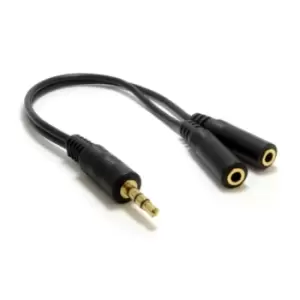 Image of Jedel 3.5mm Jack Splitter Cable, 2 x Female 3 Pole (TRS), 20cm, Black