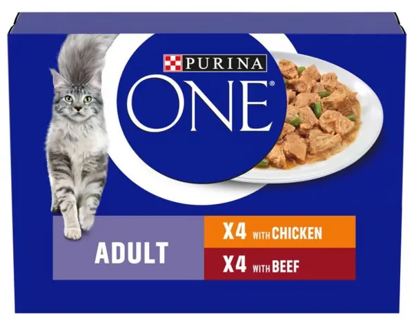 Image of Purina One Mini Fillets Chicken and Beef Wet Cat Food 8 x 85g