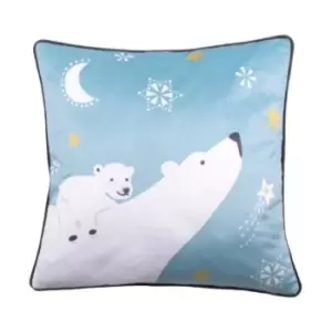 Image of Fusion Starry Night Velvet Filled Cushion - Blue, Fleece, Striped