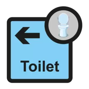 Image of Toilet Arrow Left Sign, Self Adhesive Foamex (305mm x 310mm)