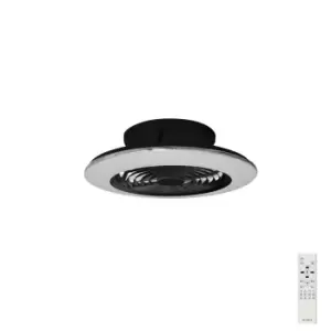 Image of Alisio Mini LED Dimmable Ceiling Light & 30W DC Reversible Fan, Black, Remote Control