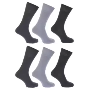 Image of FLOSO Womens/Ladies Plain 100% Cotton Socks (Pack Of 6) (UK Shoe 4-7, EUR 35-41) (Shades of Grey)