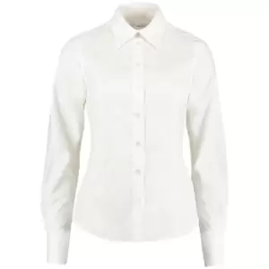 Image of Kustom Kit Ladies Corporate Long Sleeve Oxford Shirt (8) (White)