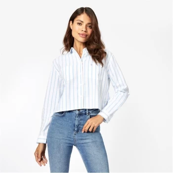 Image of Jack Wills Glydebourne Cropped Shirt - Blue Stripe