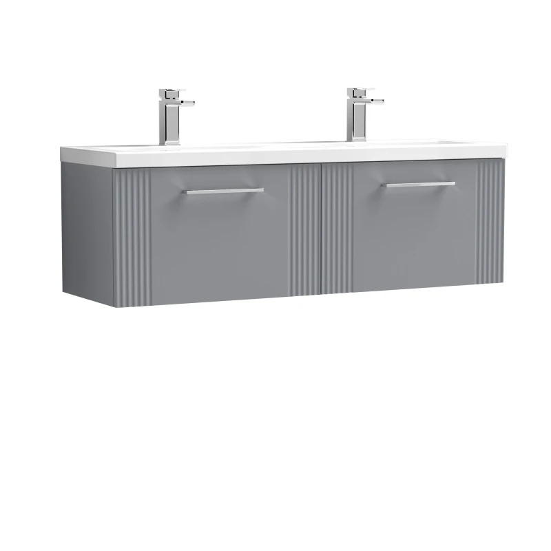 Image of Balterley 2 Drawer Wall Hung Vanity Unit with Double Ceramic Basin Grey 1200mm Grey