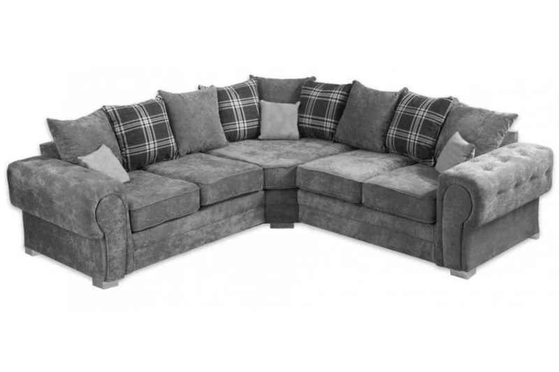 Image of Furniture 786 Verona Scatter Back 2C2 Corner Sofa Chenille Fabric Grey