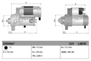 Image of Denso Starter Motor DSN967