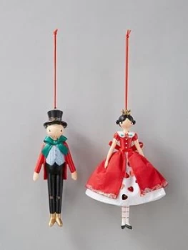 Image of Gisela Graham Queen And Mad Hatter Christmas Tree Decorations (Set Of 2)