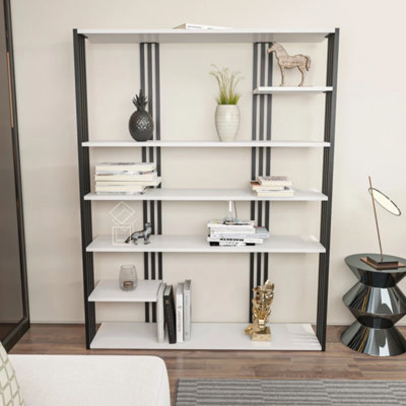 Image of Decorotika Jeni Bookcase Shelving Unit White & Black