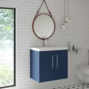 Image of Juno Wall Hung 2-Door Vanity Unit with Basin 3 600mm Wide - Electric Blue - Hudson Reed