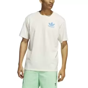 Image of Happy Earth Cotton T-Shirt with Logo Print and Short Sleeves