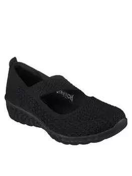 Image of Skechers Up-Lifted Engineered Knit Slip On Ballerina - Black, Size 4, Women