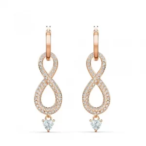 Image of Swarovski Infinity Rose Gold Tone White Crystal Dropper Earrings...