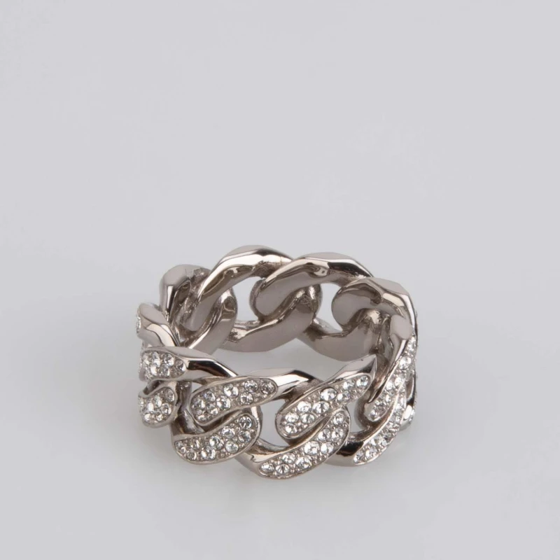Image of Ambush Pave Classic Chain Ring - Silver Silver 10