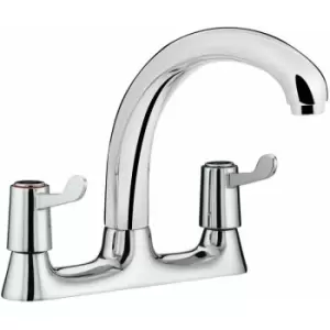 Image of Bristan Value Kitchen Sink Mixer Tap Double Lever Deck Mounted Dual Flow Chrome