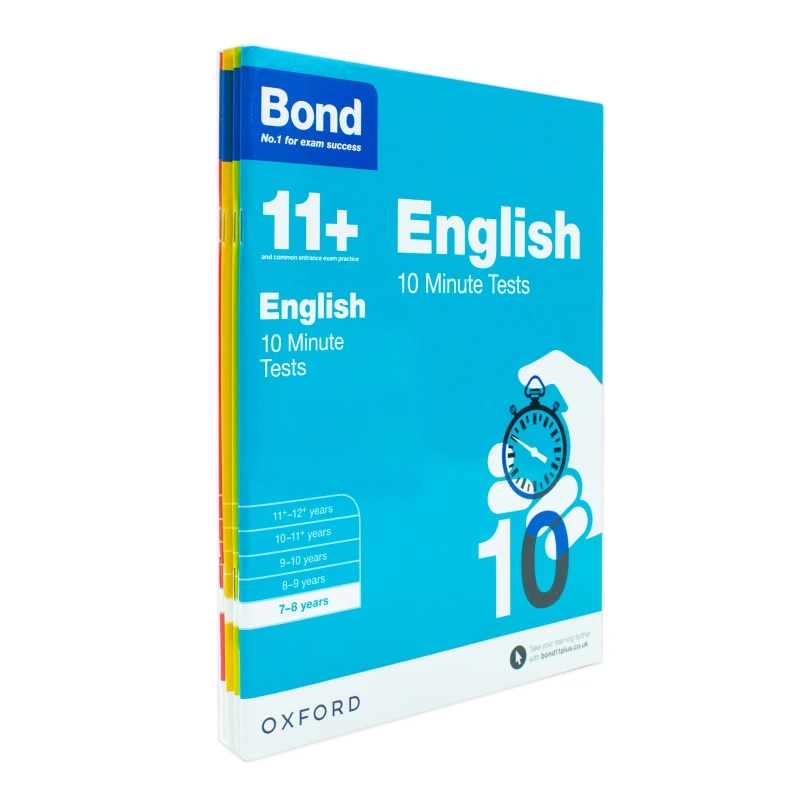 Image of Bond 11+: 10 Minute Tests 4 Book Set For 7-8 Years English Maths Non-Verbal Reasoning Bond 11+ Books