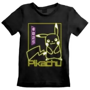 Image of Pokemon Childrens/Kids Pikachu Neon T-Shirt (5-6 Years) (Black)