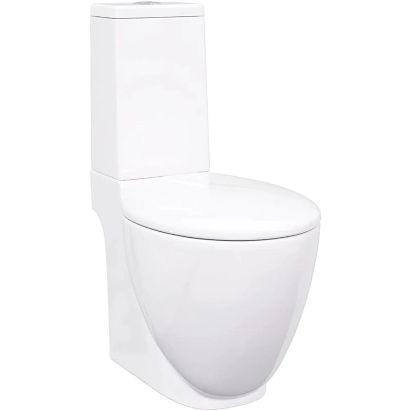Image of VIDAXL Vidaxl - wc Ceramic Toilet Bathroom Round Toilet Bottom Water Flow White 8720286289525