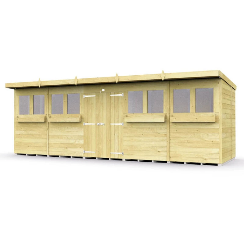 Image of Flat Pack Sheds DIY Sheds 20 x 8 Pent Summer Shed, Brown 20X8PSSFF