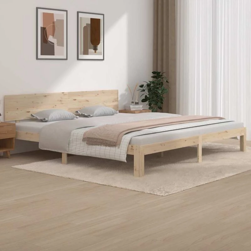 Image of VIDAXL Bed Frame without Mattress Solid Wood Pine 200x200cm Vidaxl 8720286880012