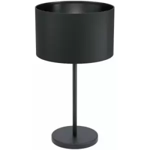 Image of Table Desk Lamp Colour Black Shade Round Black Fabric Slim Stem Bulb E27 1x40W