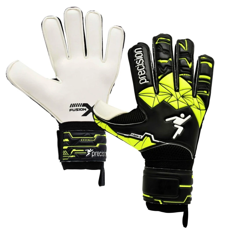 Image of Precision Precision Men Fusion X Flat Cut Finger Protect Goalkeeper Gloves in Black Size: 10 Black 10 Male 5063425440009