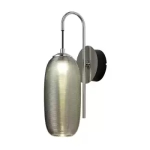 Image of Luminosa Switched Wall Lamp, 1 x 6W LED, 4000K, 720lm, Polished Chrome, Black With Smoke Glass, 3yrs Warranty