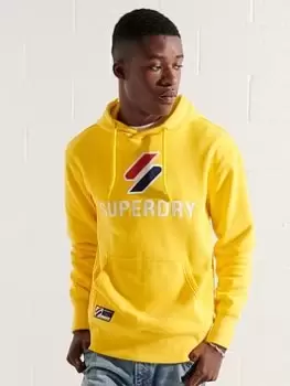 Image of Superdry Code Logo Hoodie - Yellow, Yellow Size M Men