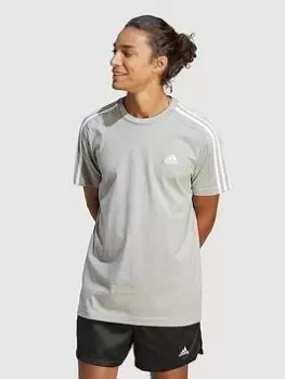Image of adidas Sportswear Essentials Single Shirt 3-Stripes T-Shirt - Medium Grey Heather, Size S, Men