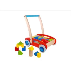 Image of Wooden Baby Walker with Blocks