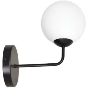 Image of Emibig Selbi Black Globe Wall Lamp with White Glass Shades, 1x E14