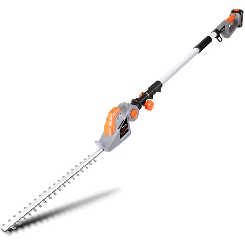 Image of Terratek 20V 2.4m Telescopic Cordless Hedge Trimmer Long Reach, Includes 1 Fast Charge Battery & 1 Charger Orange