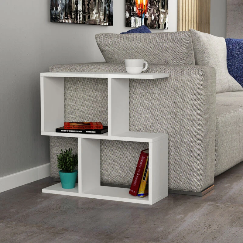 Image of DECORTIE Decortie - Homemania Modern Side End Coffee Table Multipurpose h 60cm 5 Tier - White - White M.SH.11264.2
