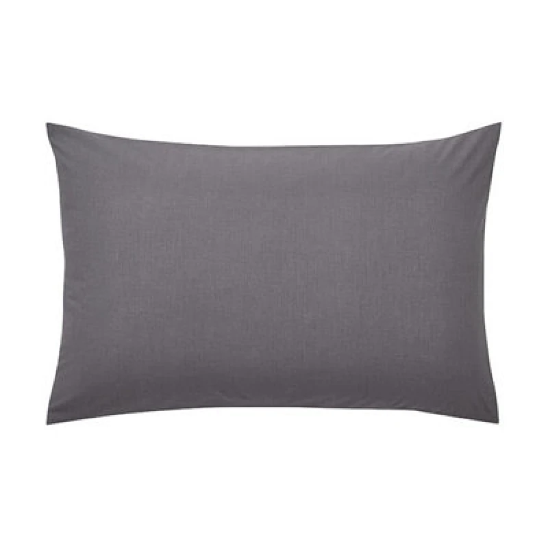 Image of Helena Springfield Helena Springfield 'Plain Dye' Polycotton Standard Pillowcase in Charcoal Charcoal One Size Unisex 5016709483247
