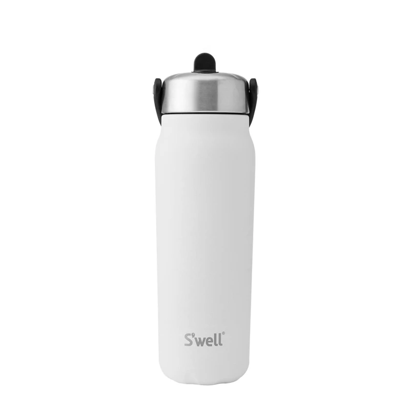 Image of Swell S'well Explorer Moonstone Tumbler With Straw, White Travel Water Flask, Stainless Steel And Copper, Bpa-Free 700Ml
