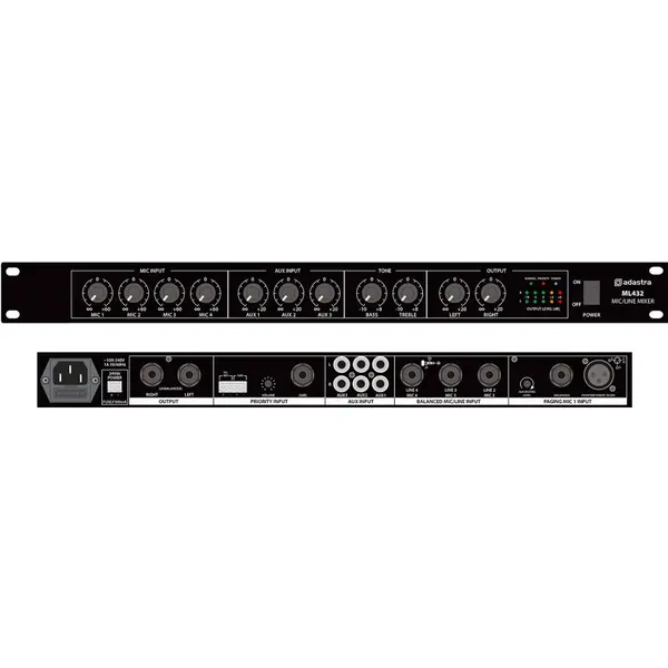 Image of Adastra Adastra ML432 4 Mic + 3 Aux Multi Purpose Rack Mount Mixer 1U ML432