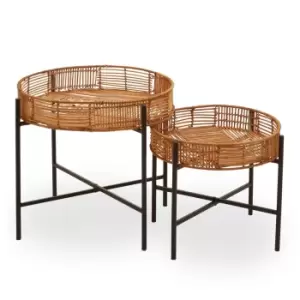 Image of Batu Set Of 2 Natural Rattan Side Tables
