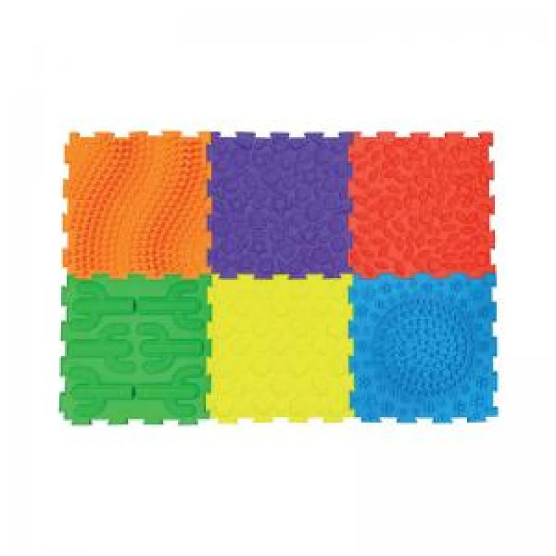 Image of Massage Puzzle Textured Floor Tiles Indoor/Outdoor Use Assorted Bright Colours (Pack of 6) TEXMP6-BR
