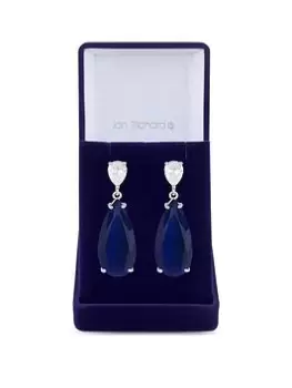 Image of Jon Richard Rhodium Plated Cubic Zirconia Statement Blue Peardrop Earrings - Gift Boxed, Blue, Women