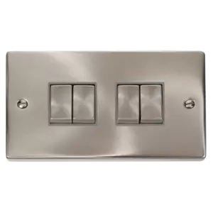 Image of Click Scolmore Deco Ingot 4 Gang 10AX 2 Way Plate Switch - VPSC414GY