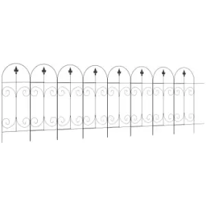 Image of Outsunny Decorative Garden Fencing, 8PCs 44" x 12.5ft Outdoor Picket Fence Panels, Rustproof Metal Wire Landscape Flower Bed Border Edging, Black